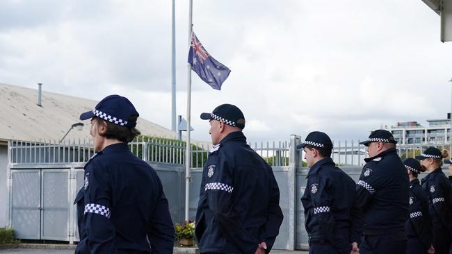 Police from Richmond Police Station join in the minute’s silence