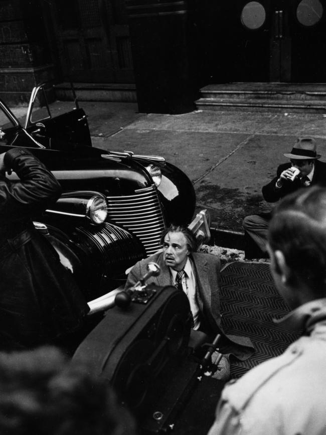 Marlon Brando behind the scenes on The Godfather.