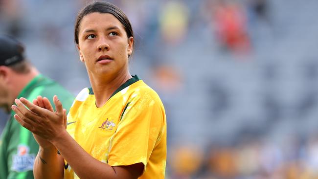 Matildas captain Sam Kerr will now lead her team in their Olympic qualifiers in Sydney after the fixtures were switched from China. Picture: AAP