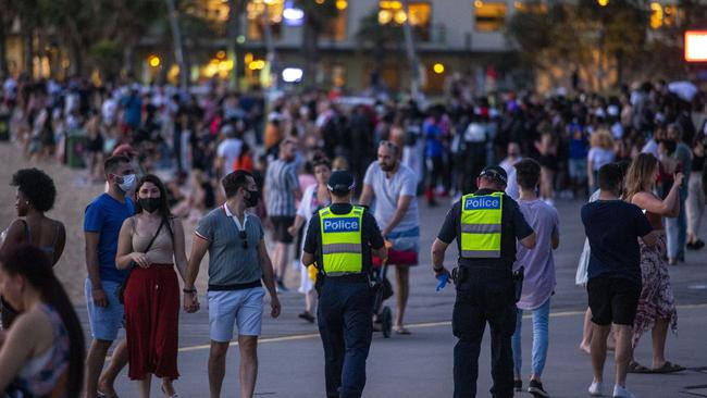 Police could do little to maintain social distancing measures. Picture: Wayne Taylor