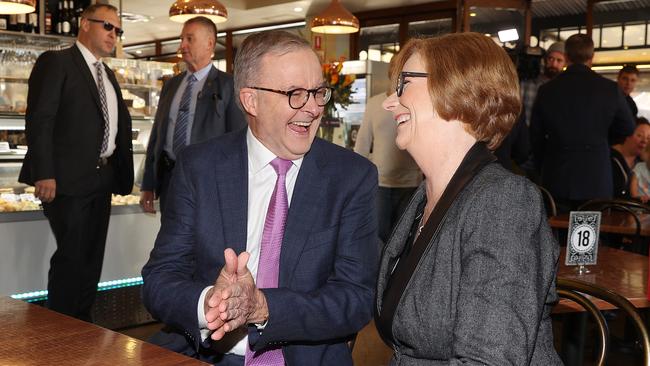 Labor leader Anthony Albanese with Julia Gillard this morning. Picture: Sam Ruttyn