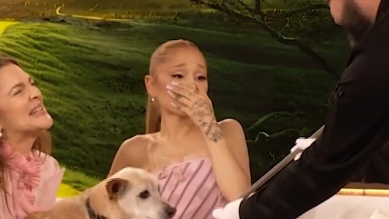 Ariana Grande was reduced to tears on Drew Barrymore's show. Picture: Twitter.