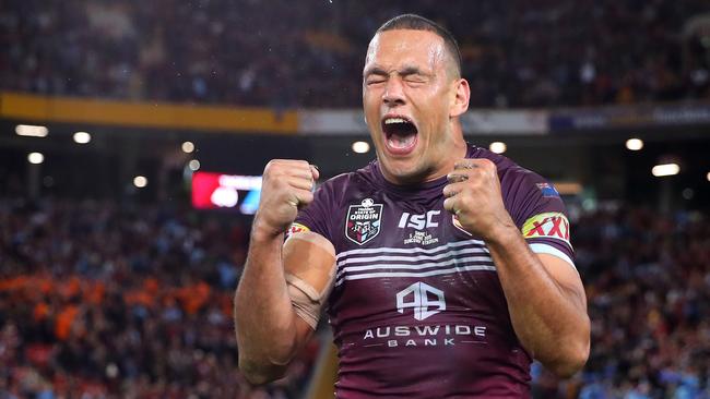 Will Chambers screams in joy after the victory. Picture: Cameron Spencer/Getty Images