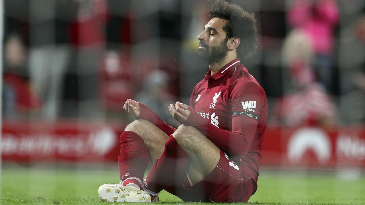 Liverpool's Mohamed Salah celebrates