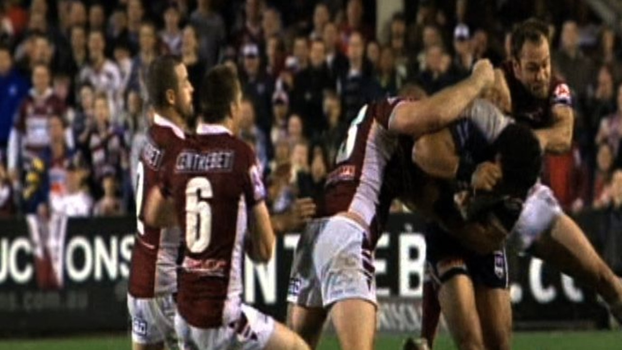 Manly teammates were the first to join the fray, led by Brett Stewart.