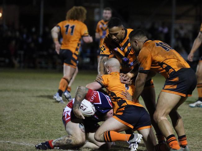 Israel Folau makes his Rugby League Gold Coast debut for Southport Tigers against defending champions Runaway Bay at Owen Park, Southport. Pic Mike Batterham