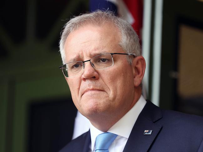 CANBERRA, AUSTRALIA NewsWire Photos OCTOBER, 01 2021:  Prime Minister Scott Morrison spoke to the media at a press conference at The Lodge in Canberra.Picture: NCA NewsWire / Gary Ramage