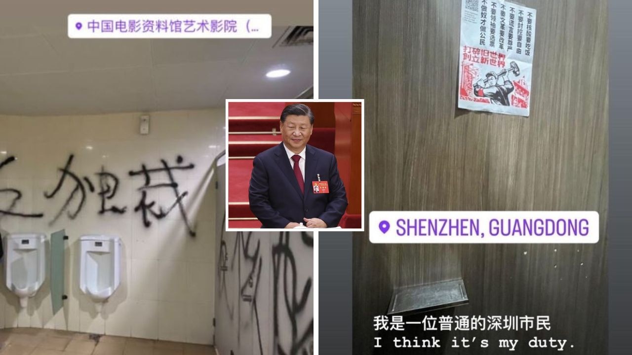 More anti-Xi slogans are popping up across China and the world. Pictures: Instagram/@citizensdailycn