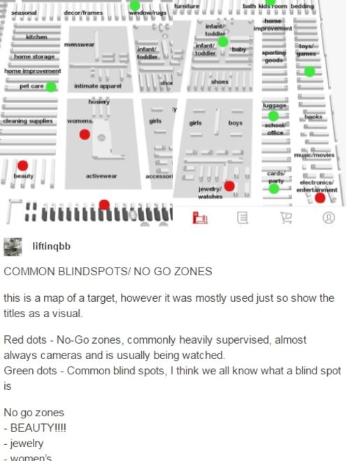 The site even includes a map of Target and the best places to avoid detection while shoplifting. Source: Supplied.