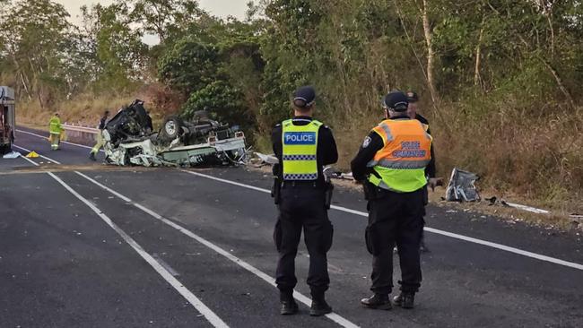 Aftermath of a crash on the Bruce Highway at Bloomsbury involving two trucks and a car on August 1, 2024. Picture: Janessa Ekert