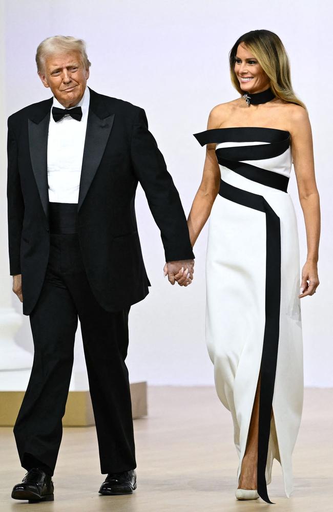 US President Donald Trump and First Lady Melania Trump arrive at the Commander-In-Chief inaugural ball. Picture: Patrick T. Fallon/AFP