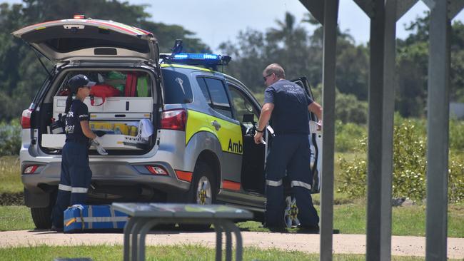 Police investigate the scene on the banks of the Burnett River and interview boaties following a serious boat crash.