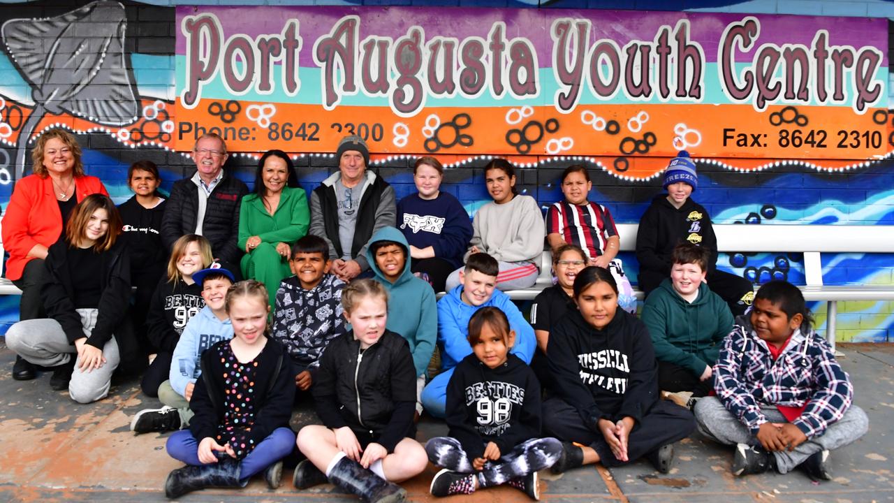 Human Resources Minister Nat Cook, Member for Stuart Geoff Brock, Indigenous Australians Minster Linda Burney and Port Augusta Youth Centre Manager Dave Hickman at the Port Augusta Youth Centre on Wednesday. Picture: Douglas Smith