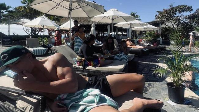 Australian Rugby's prized signing and Sydney Roosters player, Joseph Aukuso-Suaalii, poolside at a luxury resort in Fiji while the Wallabies were getting lapped by South Africa.