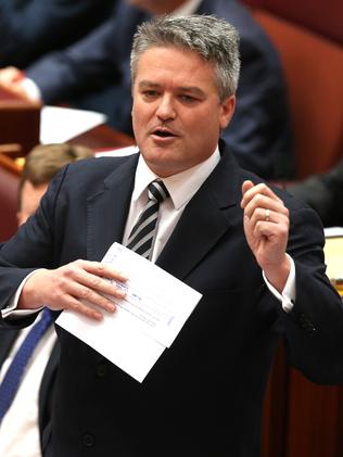 Defence ... Finance Minister Senator Mathias Cormann in Question Time in the Senate.