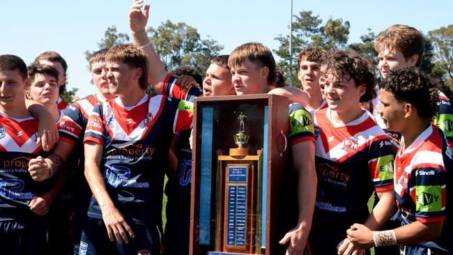 Batten (centre) won two grand finals for Nambucca. Picture: Leigh Jensen