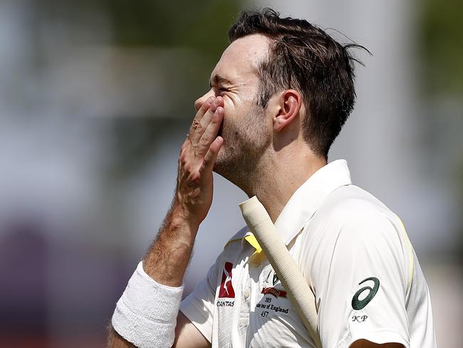 SOUTHAMPTON, ENGLAND - JULY 23:  Kurtis Patterson of Brad Haddin XII looks dejected after being dismissed by Jackson Bird of Graeme Hick XII  during day one of the Australian Cricket Team Ashes Tour match between Brad Haddin XII and Graeme Hick XII at The Ageas Bowl on July 23, 2019 in Southampton, England. (Photo by Ryan Pierse/Getty Images)