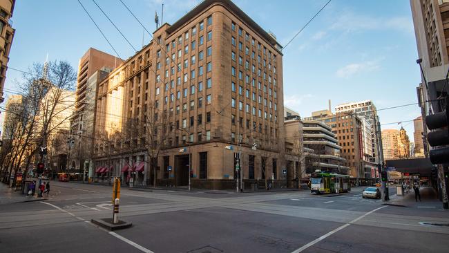 Empty scenes around Melbourne CBD on Monday. Picture: Jason Edwards