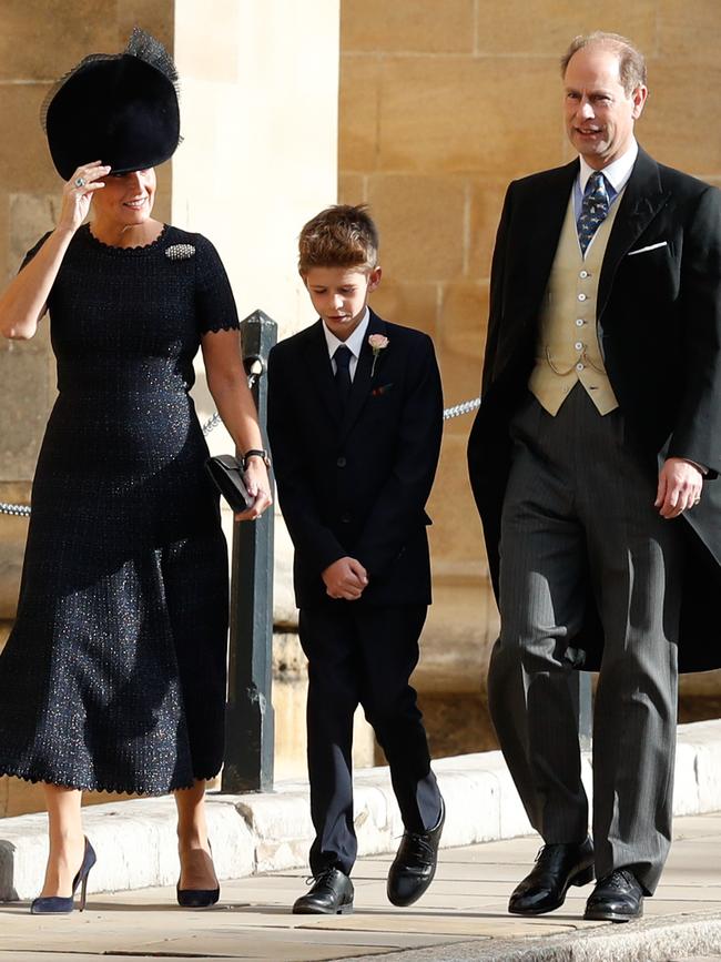 Sophie, Countess of Wessex, Prince Edward, Earl of Wessex and their son James, Viscount Severn. Picture: Getty