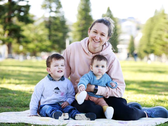 Mary Mullins and her kids Henry and Bella just bought a townhouse in North Manly. Picture: Tim Hunter