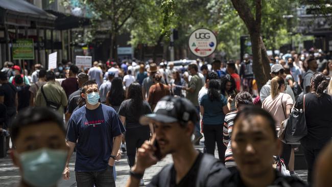 Some shoppers wore masks at Pitt St Mall. Picture: Monique Harmer