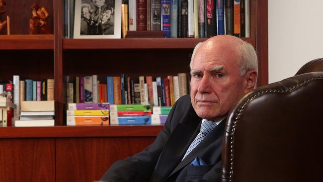 Former prime minister John Howard in his MLC tower office in Sydney. Picture: Adam Ward