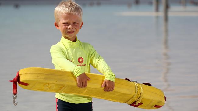 Benji Cooper, 5, of Trinity Beach is ready to get back into Little Lifesavers starting at the lagoon this week. PICTURE: STEWART MCLEAN