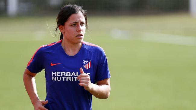 SA Matilda Alex Chidiac training with Atletico Madrid. Picture: Alex Marin