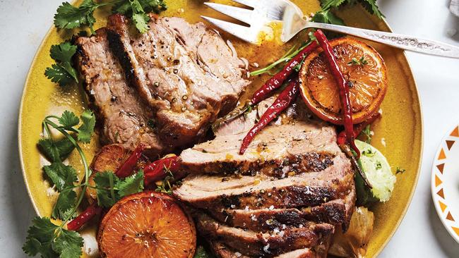 Alison Roman’s slow roasted pork. Picture: Michael Graydon and Nikole Herriott