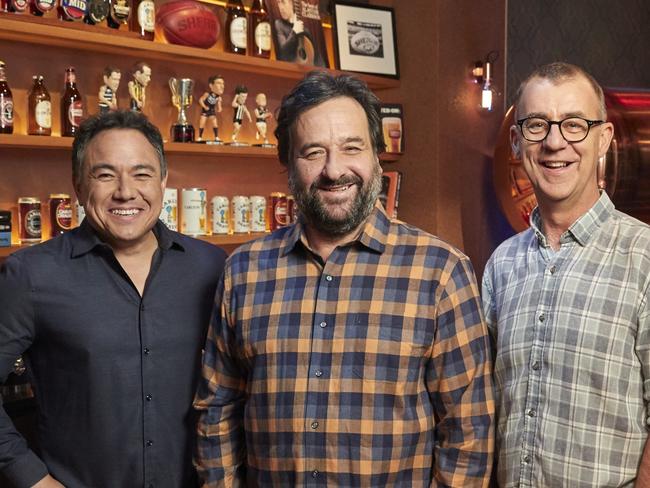 EMBARGOED IMAGES - (UNTIL 1.00PM AEDT WEDNESDAY 21 OCTOBER 2020) for Seven Upfront 2021. The Front Bar - Sam Pang, Mick Molloy, Andy Maher PICS SUPPLIED