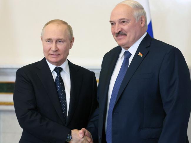 Russian President Vladimir Putin with his Belarusian counterpart Alexander Lukashenko. Picture: AFP