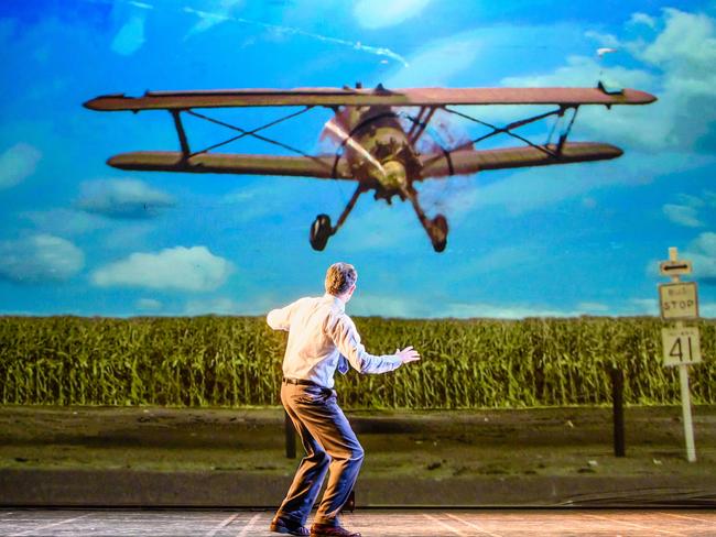 David Campbell rehearses on stage for North By Northwest.