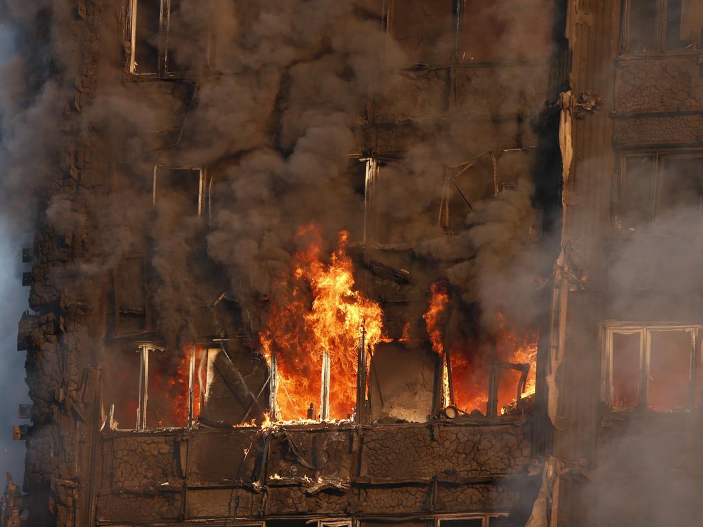 The fire fully engulfed upper storeys of the Grenfell Tower. Picture: Jamie Lorriman/The Sun