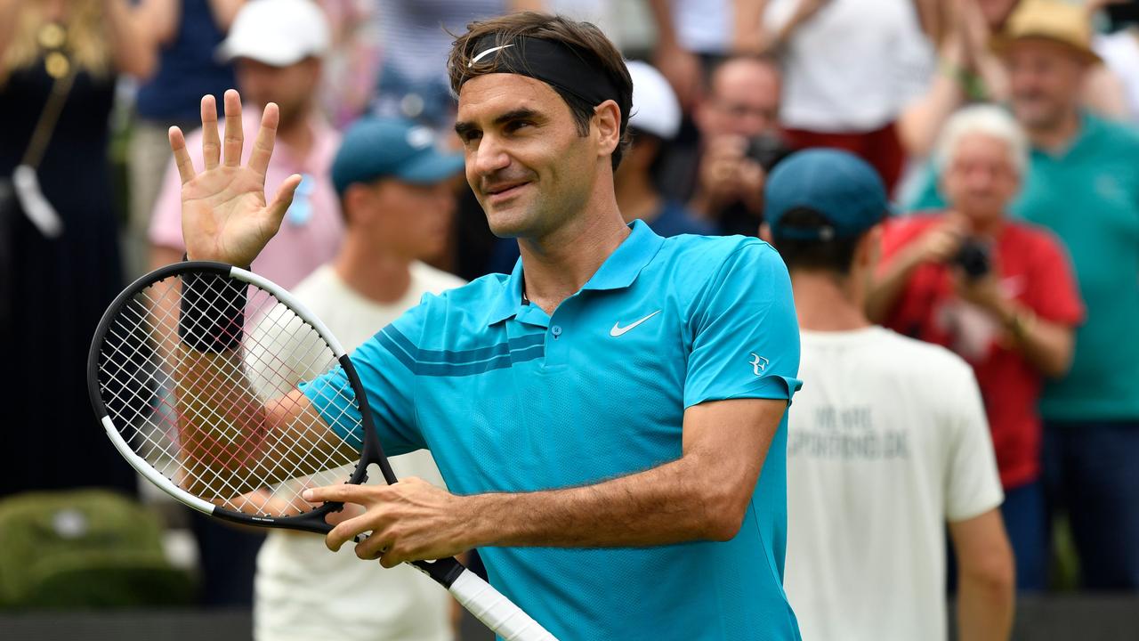 Switzerland's Roger Federer celebrates winning against Canada's Milos Raonic after the final match at the ATP Mercedes Cup tennis tournament in Stuttgart. Photo: AFP/Thomas Kienzle