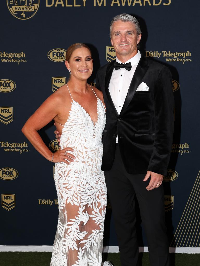 Penrith Panthers coach Ivan Cleary and his wife Rebecca. (Photo by Mark Kolbe/Getty Images)