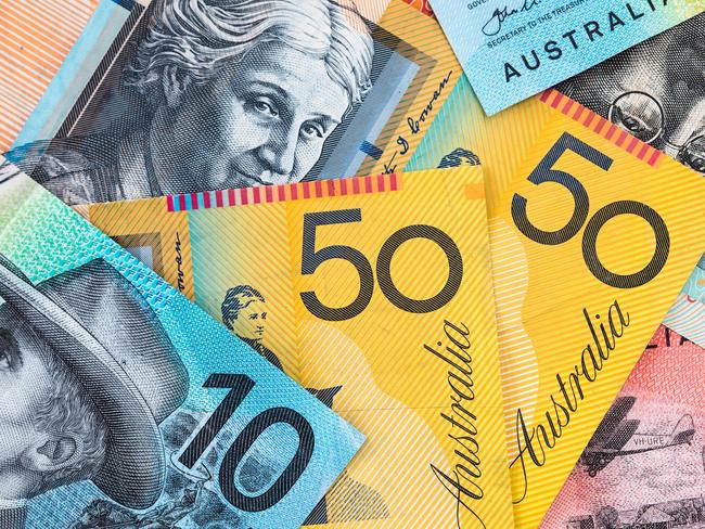 Various Australian notes including the ten,twenty and fifty dollars.  Picture: istock