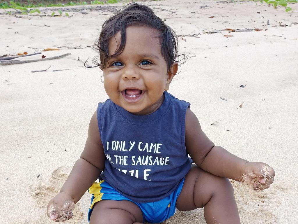 Carmelo Yunupingu at his great grandmothers homeland at ‘Galawarra; ... Carmelo was one of our top vote getters in our second semi-finals photo gallery in our hunt to find The Territory’s Cutest Bub. Picture: Jacinta Donald