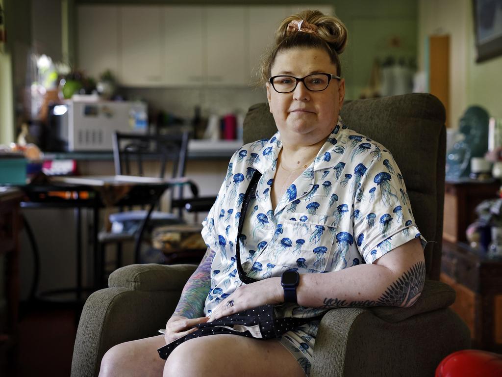 Terminally ill woman Kay Henderson pictured at home in Coffs Harbour. Picture: Sam Ruttyn