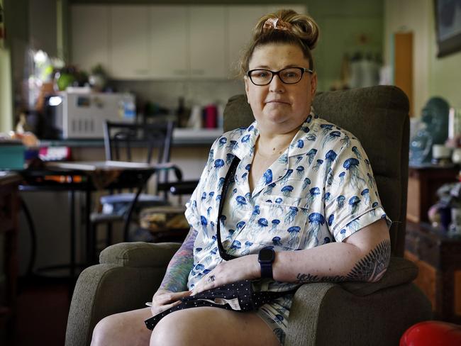 Terminally ill woman Kay Henderson pictured at home in Coffs Harbour. Picture: Sam Ruttyn