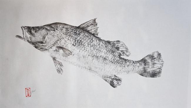 Townsville artist Stephen Coombe uses a unique Japanese technique where real fish are used to create highly detailed art pieces.
