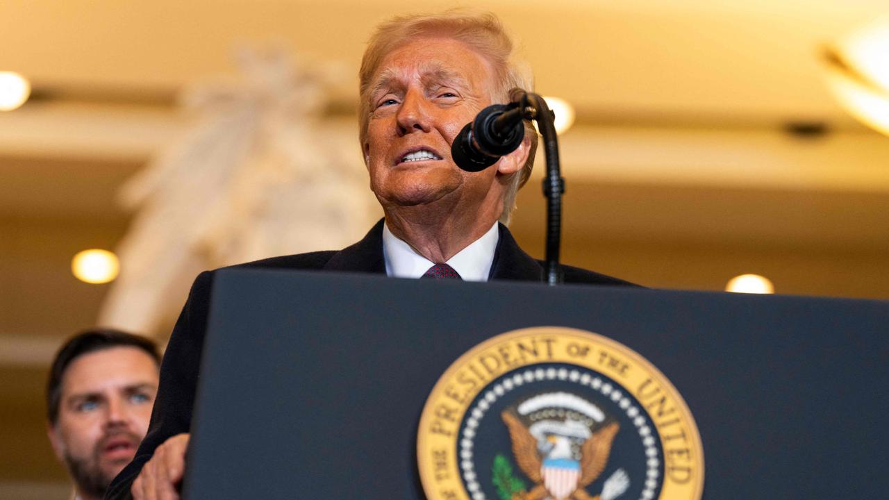 US President Donald Trump delivers remarks in Emancipation Hall during inauguration ceremonies at the US Capitol. Picture: AFP