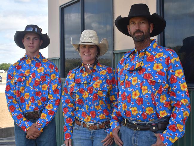 Marlborough's Matthew Toon, Chelsie Voss and Rob Acton at the 23rd annual Paradise Lagoons Campdraft on May 10, 2025.