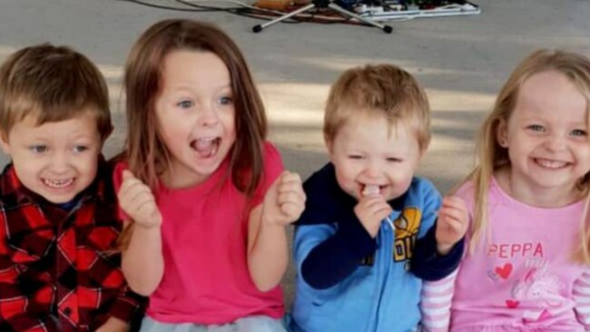 Wyatt, Aaleyn, Zaidok and Matilda were in the back of Ms McLeod’s station wagon when it collided with an ongoing truck. Picture: Supplied