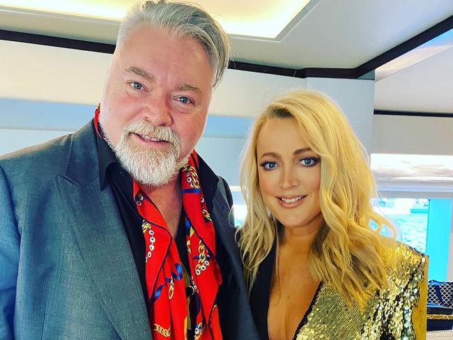 Kyle Sandilands and Jackie O celebrating Kyle's 50th birthday on Sydney Harbour. Picture: Instagram