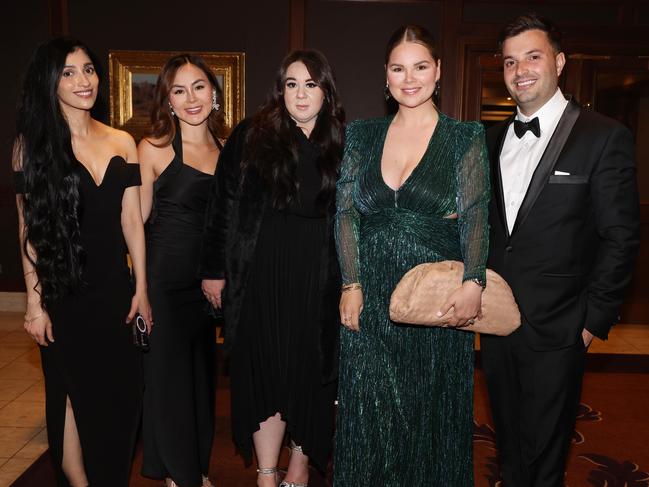 MELBOURNE, AUSTRALIA – MAY 28 2024 Heli, Thu, Brittany, Mia and Justin at the CommBank Young Hero Awards held at the Langham Hotel in Melbourne. Picture: Brendan Beckett