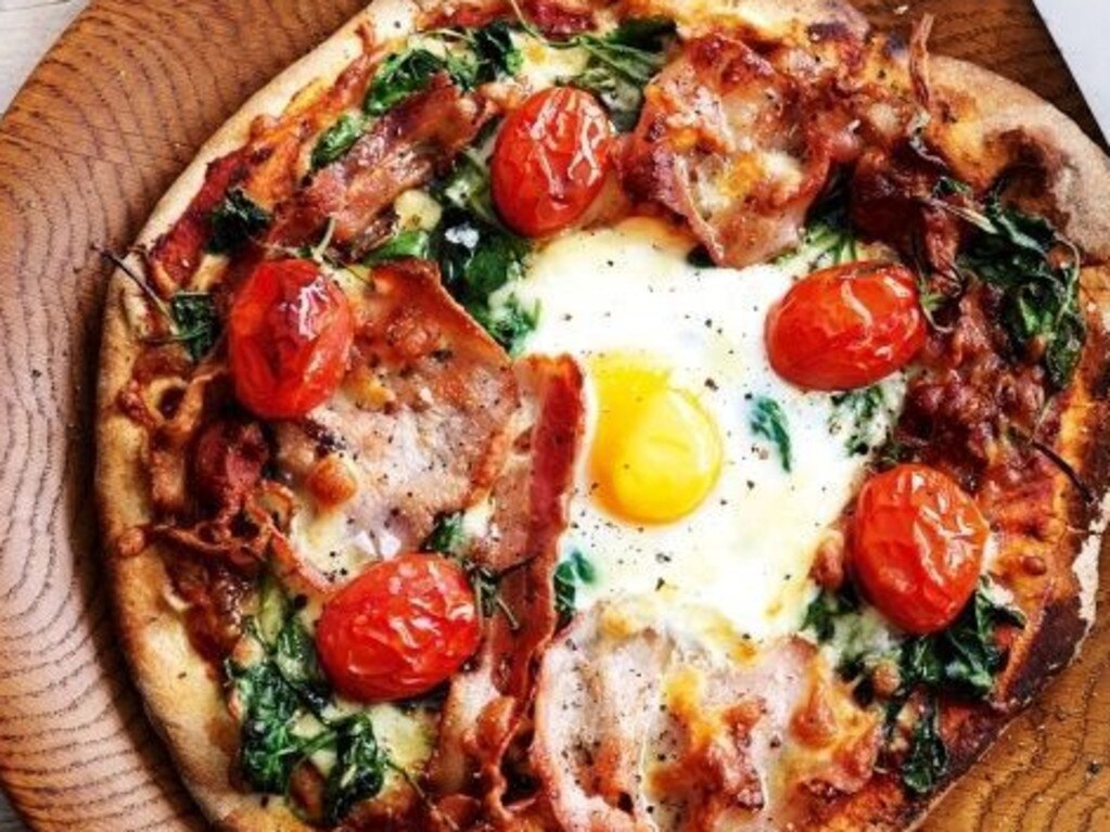 Egg Florentine pizza.