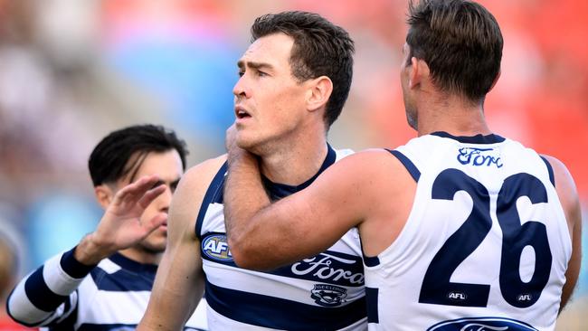 Jeremy Cameron has been one of the few Cats to stand up in the opening three rounds. Picture: Matt Roberts/AFL Photos/Getty Images