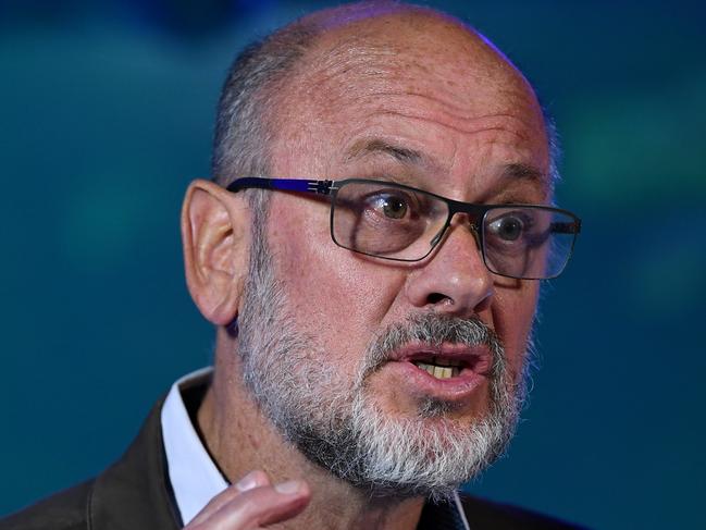 Chief Climate Councillor Professor Tim Flannery speaks to the media at Sydney Aquarium in Sydney, Tuesday, September 17, 2019. (AAP Image/Joel Carrett) NO ARCHIVING