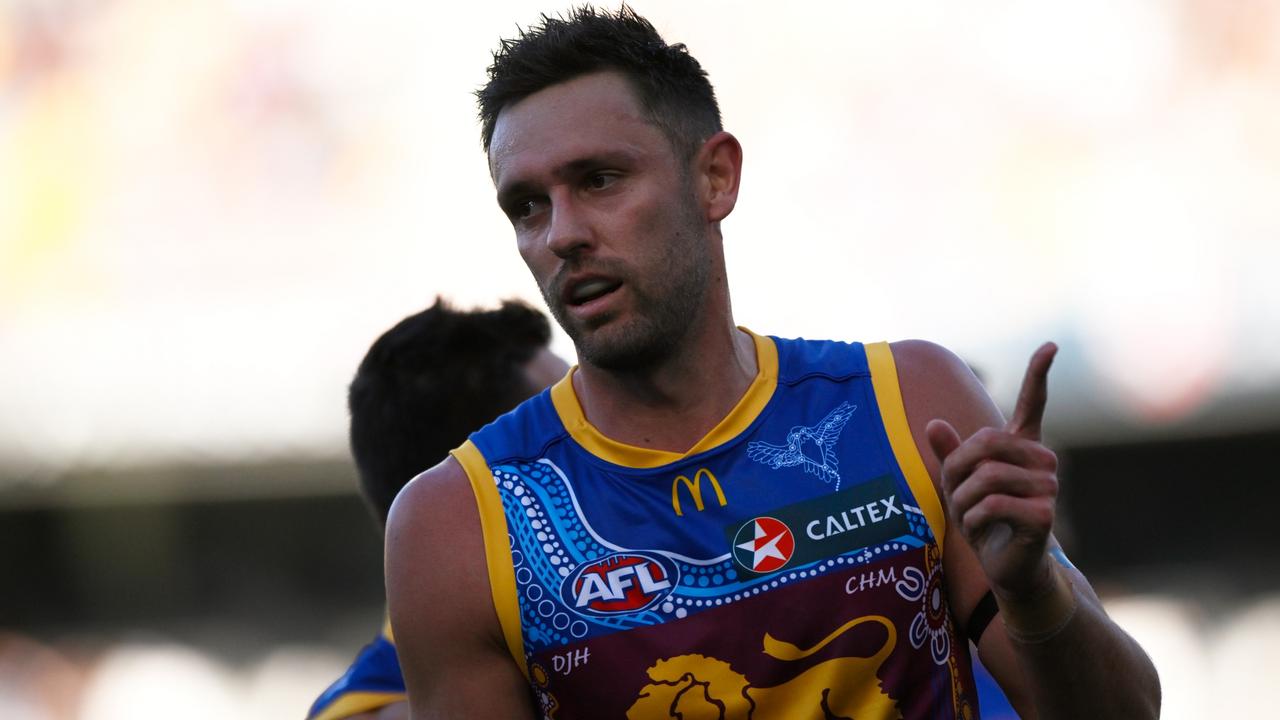 BRISBANE, AUSTRALIA - JULY 08: Jack Gunston of the Lions celebrates kicking a goal during the round 17 AFL match between Brisbane Lions and West Coast Eagles at The Gabba, on July 08, 2023, in Brisbane, Australia. (Photo by Matt Roberts/AFL Photos/via Getty Images)