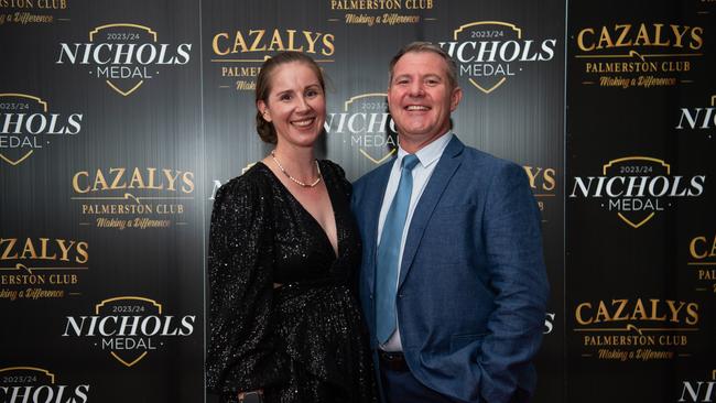 Erin Bormann and Martin Oosthuysen at the 2023-24 NTFL Nichols awards night. Picture: Pema Tamang Pakhrin